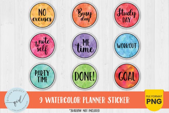 9 Watercolor Planner Sticker Vol.2