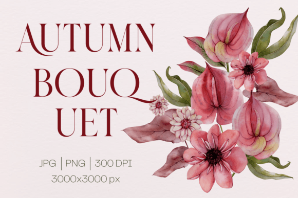 Autumn Floral Watercolor Bouquet Illustrations for Local Brand Design