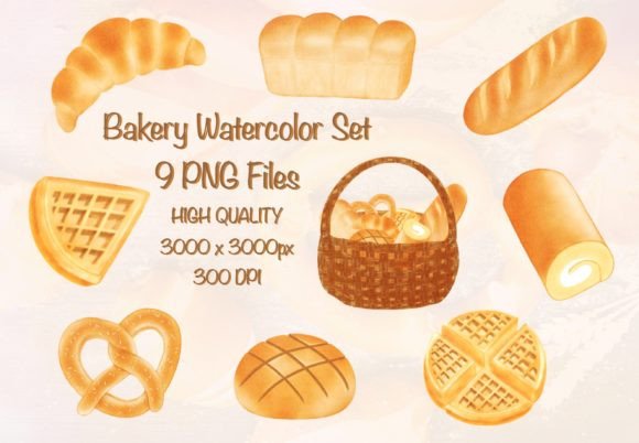 Bakery & Bread Watercolor Illustrations for Blog Design