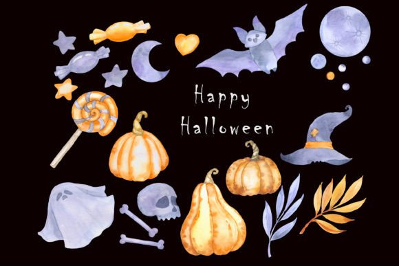 Cute Halloween Watercolor Illustrations for Crafters & Etsy Sellers