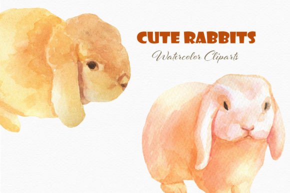 Cute Rabbit Watercolor Clipart Adds Whimsy to Branding & Illustrations