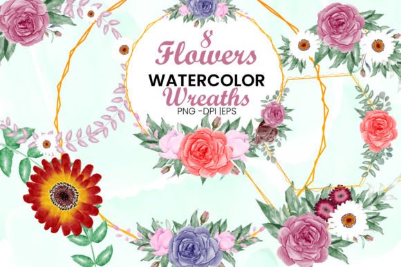 Elegant Watercolor Flowers Wreath and Frames Set for Soft Brand Illustrations