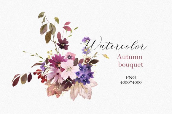 Evaluating Watercolor Pink Burgundy Autumn Flowers Illustrations for Local Branding