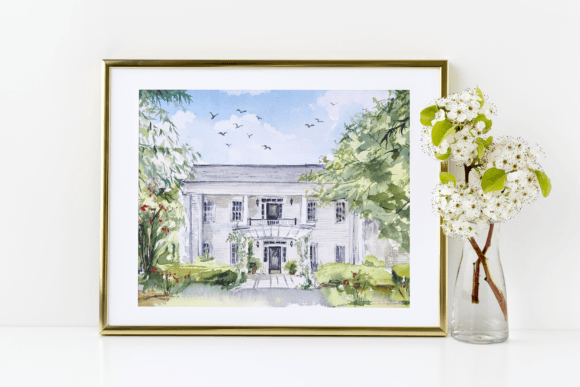 Evaluating White Venue Watercolor Print for Real Business Branding