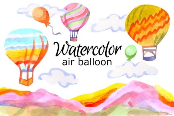h1Watercolor Air Balloon Illustrations for Birth-Themed Design Projects/h1