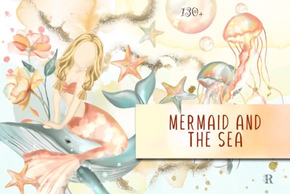 Mermaid and the Sea Watercolor