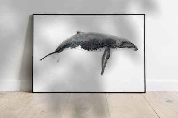 Printable Humpback Whale Watercolor Art for Branding and Creative Projects