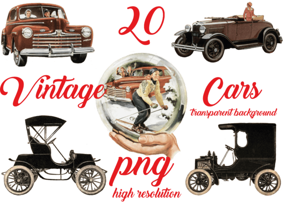 Vintage Watercolor Old Cars Illustrations for Branding & Marketing