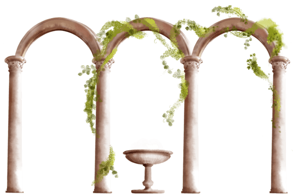 Vintage Watercolor Roman Triple Arch Illustrations: Timeless Charm for Local Branding