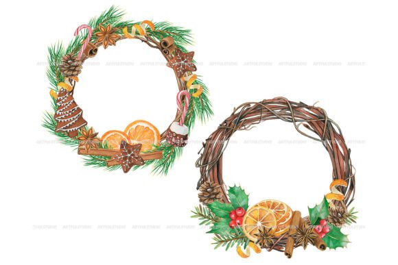 Watercolor Christmas Wreaths with Orange Illustrations: A Designer’s Honest Review
