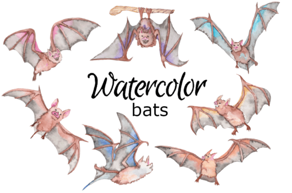 Watercolor Clipart Bat Art Scrapbooking: Illustrations for Moody Branding