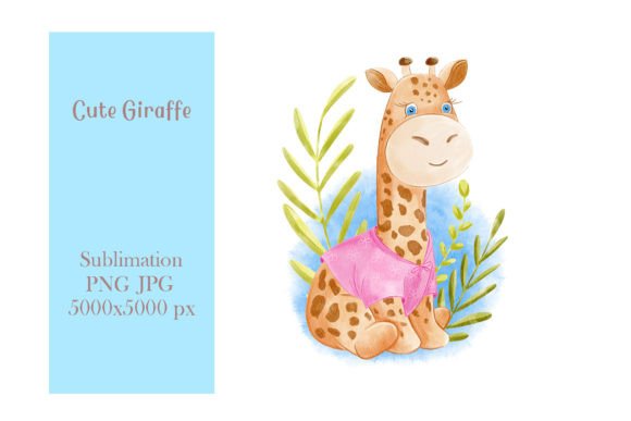 Watercolor Cute Giraffe Illustration for Local Branding & Packaging