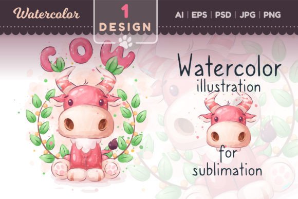 Watercolor Red Cow Cartoon PNG for Illustrations Projects: A Designer’s Review