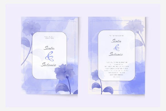 Watercolor Simple Purple Floral Wedding Illustrations for Elegant Branding