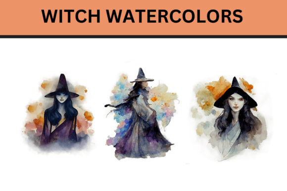 Watercolor Witches Illustrations for Crafters & Etsy Sellers